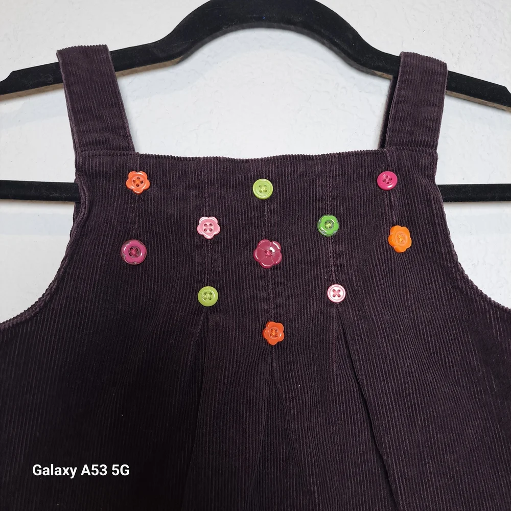 Gymboree Purple Corduroy Dress with Colorful Floral Details VTG Y2K
